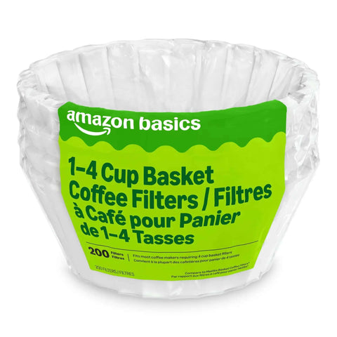 Basket Style Coffee Filters For 1-4 Cup Coffee Makers, White, 200 Count, Fits Most Machines, Compostable Design And ASTM D6868-11 Compliant