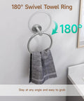 Brushed Nickel 4 Piece Bathroom Accessories Set, Wall Mounted, 180° Swivel Towel Ring with Steel Bath Hardware