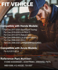 Mechanic checking engine for front wheel bearing hub assembly compatibility with Honda Civic and Acura ILX models.