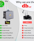 Collapsible Rolling Cart On Wheels For Teachers And Classrooms Mega Handy Heavy Duty Plastic Tote Cart With Telescoping Handle 80 Lb Capacity Folds To 3 Inches Doubles As A Seat Durable Grey shown next to comparison chart emphasizing advantages.