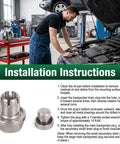 Upgrade Your Ride With This Heavy Duty M14x1.5 Piggyback Oil Drain Plug Made From Stainless Steel That Fixes Oversized Threads And Stops Leaks Like A Boss For Any Car Or Truck Engine Repair Job. Installation instructions showing stainless steel M14.1mm piggyback oil drain plug and small insert