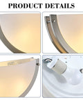 Lifora Hay 2-Light Indoor Wall Sconce 16 inch, Half Moon Wall Light Fixture close-up of brushed nickel frame and frosted shade