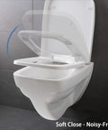 Built Tough White Square Toilet Seat With Soft Close Slow Closing Lid Crafted From Scratch Proof Urea Resin Plus Stainless Adjustable Hinges open.