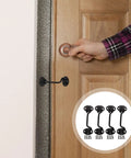 Heavy Duty 16 Pack Barn Door Hook And Eye Latch Kit Tough As Nails Stainless Steel Gate Hasp shown on wooden door with screws.