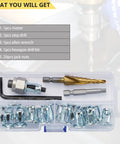 10-24 Jack Nut Set With Installation Tool Kit for Threaded Inserts, zinc plated steel riveter, drill bits, and nuts