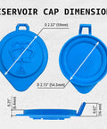 BMW Mini Windshield Washer Fluid Reservoir Cap Direct Fit Replacement For 2005-2019 Models showing dimensions and blue color