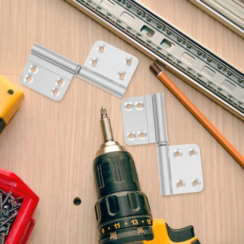 Six Set Heavy Duty Detachable Lift Off Door Hinges with drill on wooden surface for DIY install