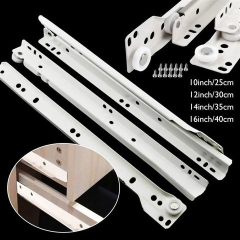 Full Extension Drawer Slides 1 Pair Two Section Track Slides For Cabinets And Keyboard Rails. No Brainer Tool Free Installation.