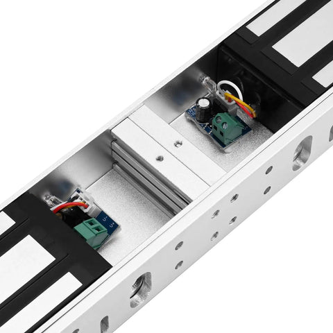 Tough As Nails 1200 Lbs Double Door Electromagnetic Lock With 12V Fail Safe NC Mode and stainless steel housing interior components.