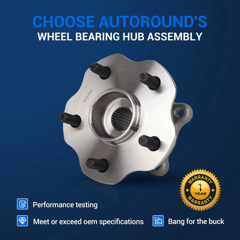 Rear Wheel Bearing Hub Assembly Compatible With Toyota Highlander 2014 2020 Sienna 2021 2023 And Lexus RX350 RX350L RX450h RX450hL AWD 5 Lug With ABS Sensor Pair Go To Premium Bolt On Direct Fit Replacement with warranty badge