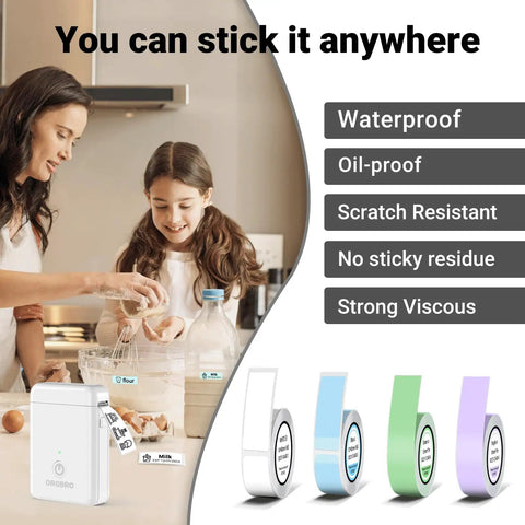 Slick Portable Bluetooth Label Maker With Included Tape, Compact Mini Label Printer for seamless organization with colorful tape rolls.