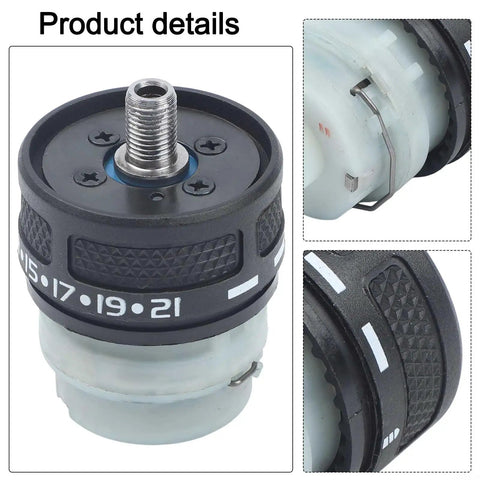 Dual Self Locking Brushless Gearbox Replacement with 13 Tooth Metal Gear Assembly for 16V and 21V tools, close-up view