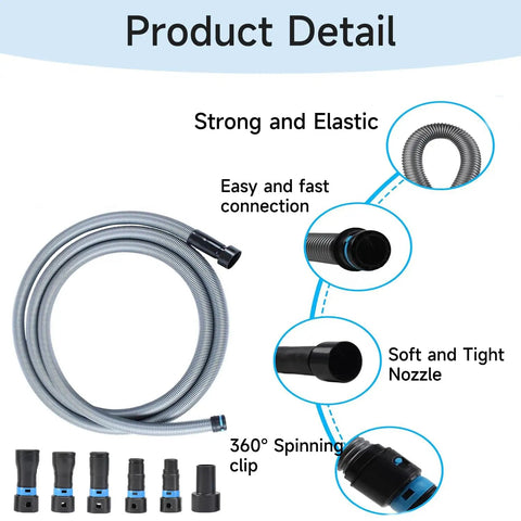 16 Foot Universal Dust Collection Hose For Home And Shop Vacuum Systems Includes 6 Pro-Grade Adapters and features.