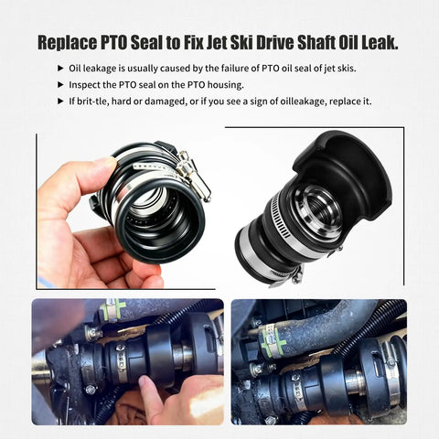 Upgraded Drive Shaft Ball Bearing With Reinforced Bellows Assembly For Sea Doo 4 Tec Rxe Rxt Xps Models detailed view while inspecting PTO seal.