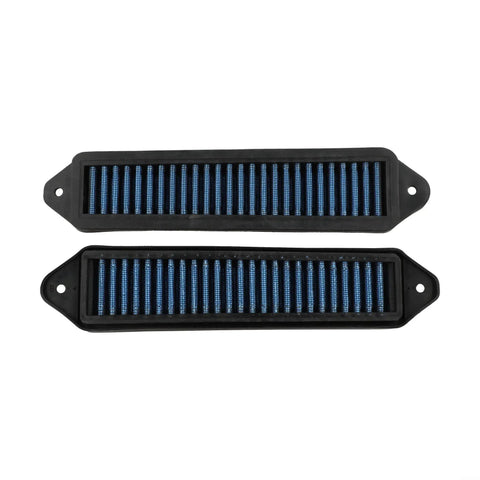 Upgrade Your Ride With These Blue Hood Scoop Filters Compatible With 3 Series E90 E92 E93 And X1, featuring durable mesh design.