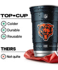 Rep Your Team With Officially Licensed Nfl Chicago Bears Aluminum Party Cups 20 Ounce Pack Of 20 Reusable Drink Vessels For Game Day Tailgating And Ice Cold Sips with condensation on cup.