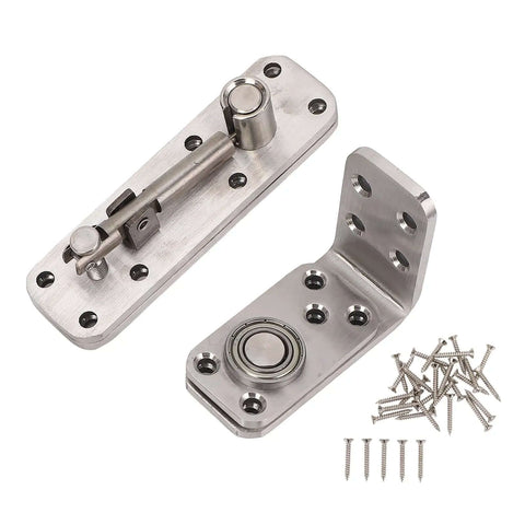 Beefy Heavy Duty Hidden Door Hardware with stainless steel pivot hinge, screws included, for secret bookcase, 600 lb load, 180° rotation.