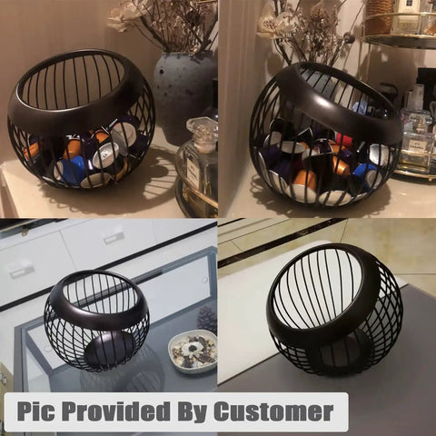Large Capacity K Cup Pod Holder For Countertop Coffee Bar Accessories With Wide Opening showcased on customer countertop.