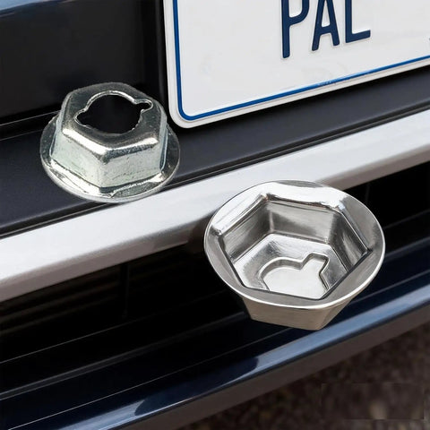 Solid Galvanized Pal Nuts For GM Chevrolet Emblem And Trim Hardware with visible hex flange and shiny finish.