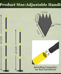 Diagram of Heavy Duty Garden Hoe With 60 Inch Adjustable Long Handle showing dimensions and swiveling connection for installation