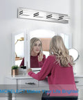 Four Light Chrome Bathroom Vanity Light Over Vanity 27 Inch LED Bath Bar Fixture 24W 6000K Daylight Modern Mirror Lighting