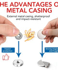Comparison of Heavy Duty Neodymium Magnets Set With Screws, 20 Pound Holding Power, 6 Pack, showing impact protection vs broken magnet