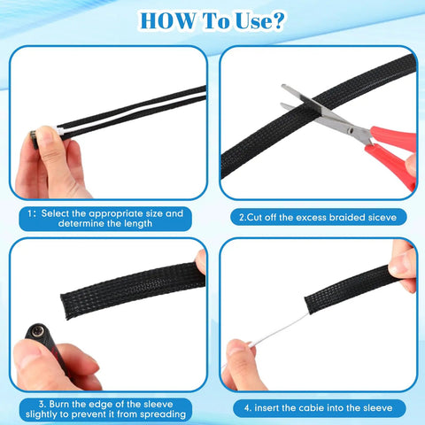 Step-by-step guide using Expandable PET Braided Wire Loom Sleeve 300 Feet In One Quarter Inch One Half Inch And Three Eighths Inch
