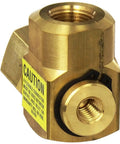 Replacement Brass Swivel With Nitrile Seal For 3/8 In NPT Hose Reels showing brass body and caution label