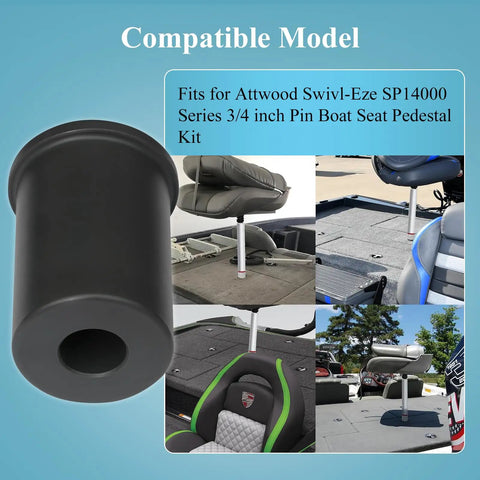 Two Pack SP-14000 Seat Rod Adapter Bushing Converts 1.77 Inch Bases To Accept Three Quarter Inch Boat Seat Pin Posts For SP14000 Series Pedestal Kits, Compatible With Universal Marine Seat Upgrades, black adapter bushing