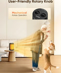 Portable 1500W Space Heater With PTC Ceramic Heating next to person and dog in cozy living room