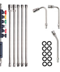Heavy Duty Pressure Washer Extension Wand Set 9 Pack With 30 90 And 120 Degree Curved Wands Six Nozzle Tips Ten Replacement Washers