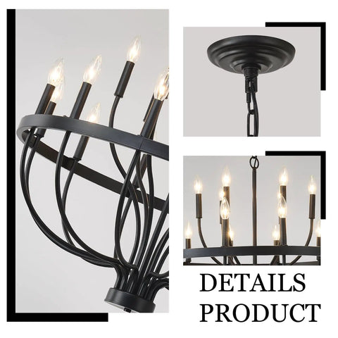 Details of Dope Modern Sputnik Chandelier Pendant Light Industrial 6 Light Gold and Black Ceiling Fixture With Adjustable Height