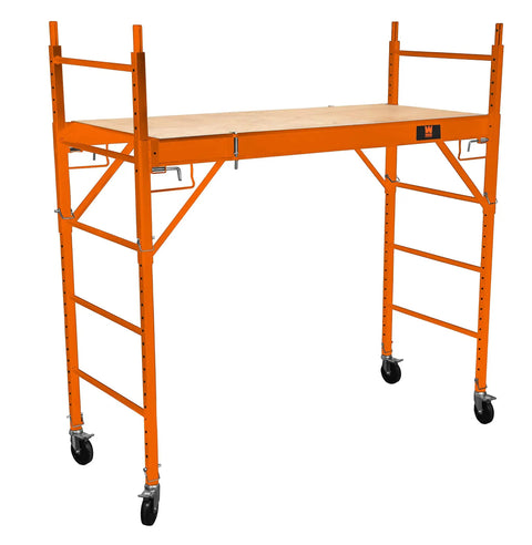 Heavy Duty Steel Rolling Scaffold With Smooth Braking Casters And Twenty Five Height Options Jobsite Ready Workhorse Designed To Carry A Full Ton For Hard Working Crews Stacks Tall