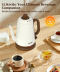 Gooseneck Electric Kettle For Pour Over Coffee And Tea, 1L Capacity, 1000W Fast Boil, 304 Stainless Steel BPA Free, Retro White Design