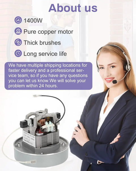 Beefy Replacement Vacuum Motor For Super Coach Pro 10 And Pro 6, compatible with ProVac FS 6 and 107303 Cooling Fan, 120V 60Hz 1400W