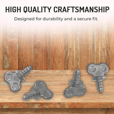 Quick Install License Plate Thumb Screws Size Fourteen One Quarter Inch By One Half Inch With One And One Eighth Inch Overall Length No Tools Needed Silver Car Mounting Hardware For Vehicles Fifty Count displayed on wooden surface