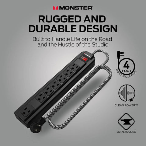 Heavy Duty 7 Outlet Surge Protector Power Strip 240V 1350 Joules With 4ft Cord Type B Plug And Metal Enclosure Fireproof MOV