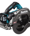 Heavy Hitter 40 Volt Cordless Circular Saw With Dual Five Amp Hour Battery Packs And A Precision 235 Millimeter Cutter Blade, detailed view.