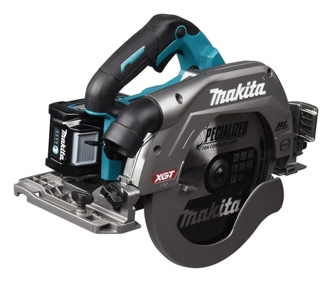 Heavy Hitter 40 Volt Cordless Circular Saw With Dual Five Amp Hour Battery Packs And A Precision 235 Millimeter Cutter Blade, detailed view.