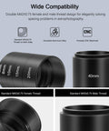 T2 Extension Tube Kit For DSLR And SLR Cameras, M42x0.75 On Both Sides, 5mm to 40mm spacers showcasing anodized aluminum build