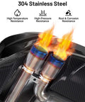 Image showing 304 stainless steel exhaust pipes under high-temperature, high-pressure, and corrosion resistance test.