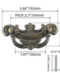 Six Pack Bail Pull Handles For Vanities And Cabinets 3.66 Inch Total Length Zinc Alloy Drawer Pulls with measurements shown