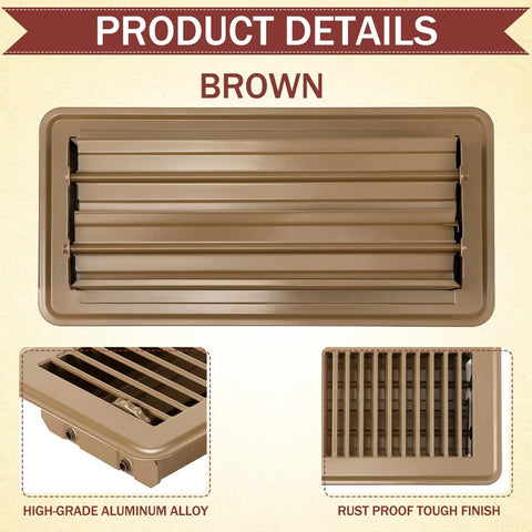 12 Pack 4x10 Floor Vent Covers Heavy Duty Metal Registers With Rust Proof Finish For Home Heating Satin Brown