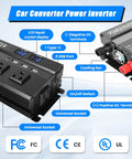 Beast Mode 12 Volt To 110 Volt Car Power Inverter delivering 1200 Watt peak output, showing 3 AC outlets, 4 USB ports, and LCD display.