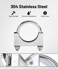 Heavy Duty 2.25 Inch U Bolt Exhaust Clamp Set For Your Ride Exhaust System Saddle Style Stainless Steel Muffler Clamps 2