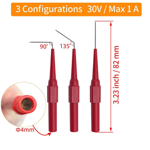 Back Probe Kit For Electrical Testing With 15 Back Probe Pins In 90 Degree, 135 Degree And Straight Angles, red probes, 3.23 inch length