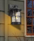 Outdoor Wall Sconces Dusk To Dawn Black Finish Seeded Glass Exterior Wall Mount Lighting 2 Pack Weatherproof Wall Light Fixture DIY Friendly Easy To Install For Entryway Porch Patio And Balcony mounted on house exterior