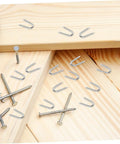 50 Pack U Shaped Fence Staples For Quick Install And Strong Hold Durable Metal Garden Stakes For Fences Landscaping And DIY Projects Multi Function Iron Pegs scattered on wooden surface