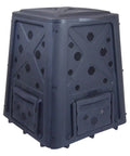 Outdoor Compost Bin With Lift Off Lid 65 Gallon Capacity Four Door Access And Vent Holes Durable Black Garden Waste Caddy