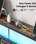 Sturdy King Size Platform Bed Frame With Handy Storage Headboard And Three Silent Glide Roll Away Drawers with built-in power strip for charging devices.